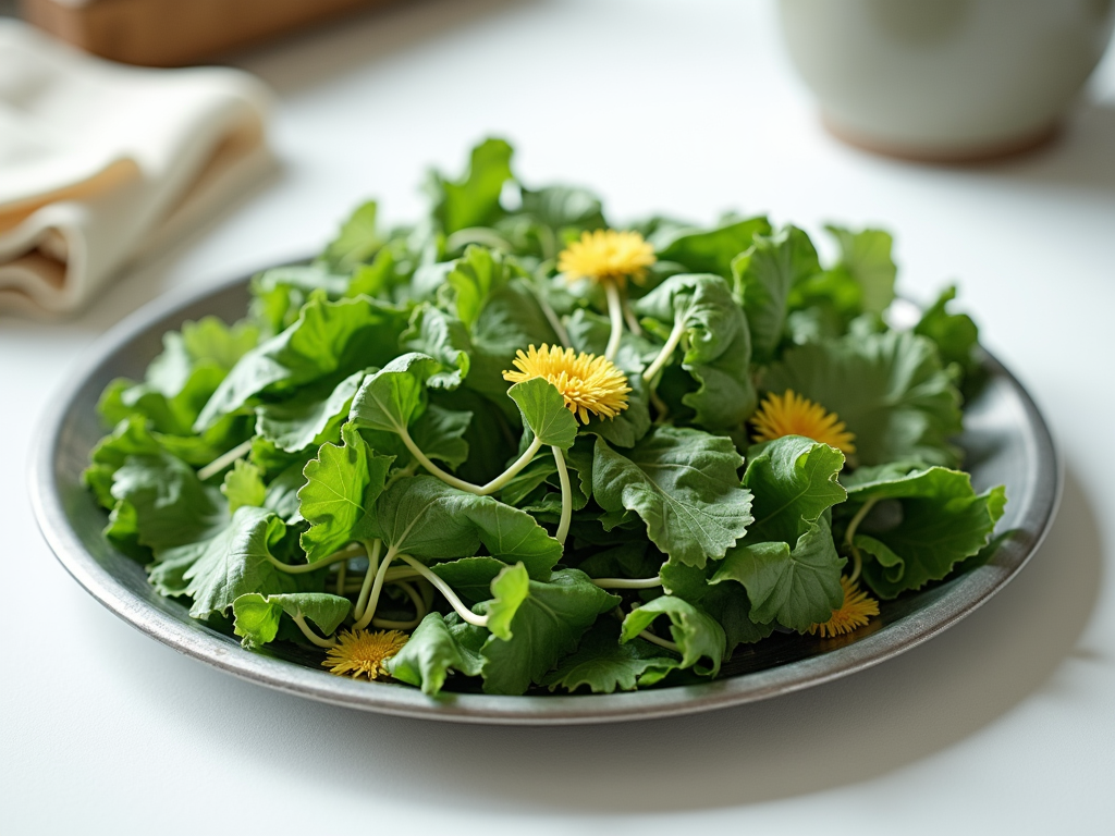 Fresh dandelion greens